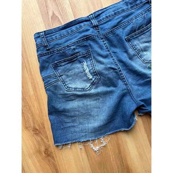 Embroidered Denim Jean Short Shorts Junior 5 Hectik by Natalia Daisy Dukes Girl - Picture 7 of 9